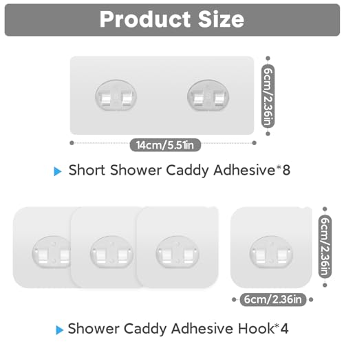 12 Pack Adhesive Replacement, Strong Adhesive Hooks, Waterproof Adhesive Strips, No Drilling, for Bathroom Storage Shelves and Kitchen Racks - color: Transparent-12 Pack