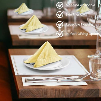 Cloth Dinner Napkins 100% Cotton Set of 6 - Soft Durable Washable - Ideal for Farmhouse Parties Wedding Christmas Easter - Perfect Everyday Use Table Cloth Napkins 18x18 Yellow - color: Yellow