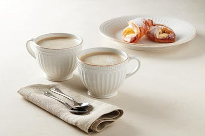 Lenox French Perle Groove 2-Piece Latte Mug Set, 2.30 LB, White - style: Latte Mugs, Set of 2