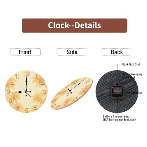 Golden Palms Minimalist Wooden Wall Clock 25cm*25cm