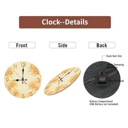 Golden Palms Minimalist Wooden Wall Clock 25cm*25cm