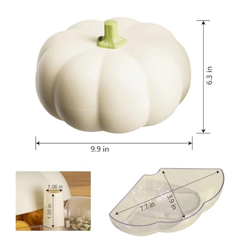 SKEPPY Divided Serving Tray with lid, Pumpkin snackle box container with 3 Compartments, Candy and Nut Serving Container for fruits, nuts, candies, and christmas snacks, White