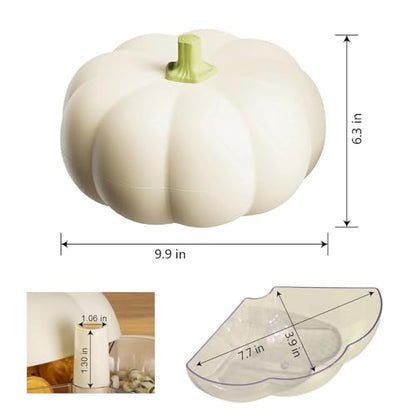 SKEPPY Divided Serving Tray with lid, Pumpkin snackle box container with 3 Compartments, Candy and Nut Serving Container for fruits, nuts, candies, and christmas snacks, White