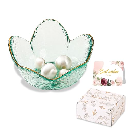 Friendship Gifts For Women Jewelry Dish Glass Ring Dish Jewelry Tray Cute Vanity Organizer Room Decor Jewellery Tray Trinket Dish Cute Bedroom Decor Christmas House Warming Gifts for women - color: Golden-edged Green