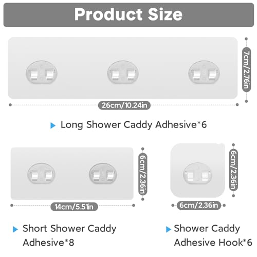 20 Pack Shower Caddy Adhesive Replacement, Strong Adhesive Hooks for Shower Caddy, Waterproof Shower Adhesive Strips, No Drilling,for Bathroom Storage Shelves and Kitchen Racks - color: Transparent-20 Pack