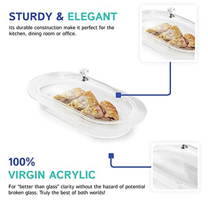 Clear Covered Oval Serving Food Tray | Servware with Lid Used for Appetizers, Snacks, and Shareable Entries | Perfect for Parties, Holidays, Celebrations, or Everyday Use