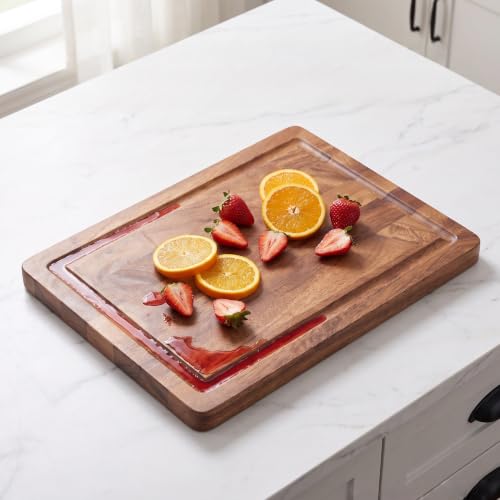 Walnut Wood Cutting Board with Juice Groove - Reversible Butcher Block, 14x10 Inch Large Charcuterie Board for Meat, Cheese, Bread - Non-Slip Kitchen Gift - size: 14"L x 10"W x 1"T