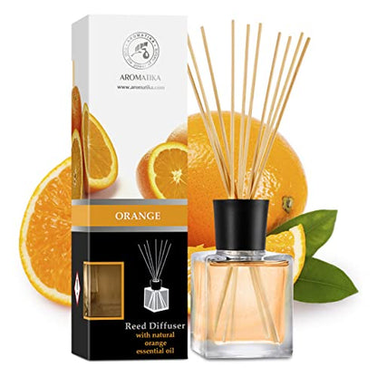 Orange Diffuser 6.8 Fl Oz - Fresh Room - Long Lasting Fragrance - Scented Reed Diffuser - Diffuser Gift Set - Best for Aromatherapy - Home