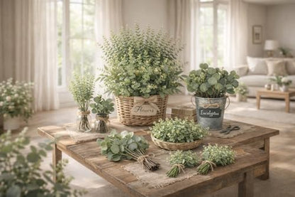 Artificial Eucalyptus Leaves 130 Stems Faux Greenery Branches for Vase Arrangement Wedding Decor Indoor Outdoor Table Centerpiece Home Decoration
