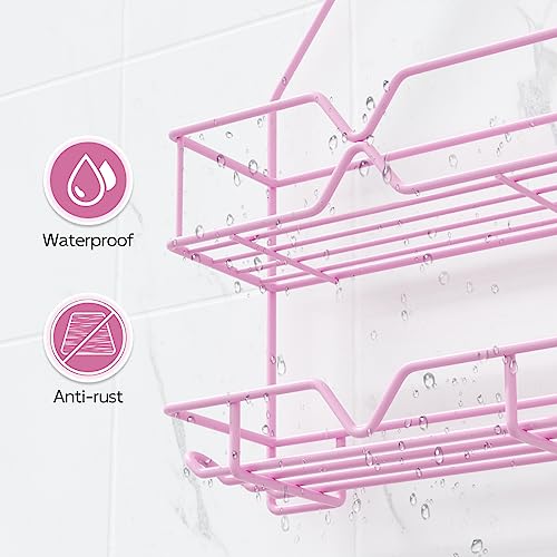 TreeLen Pink Shower Caddy Over Shower Head, Pink Bathroom Accessories, Gift for Girlfriend, Wife, Little Girl - color: Pink