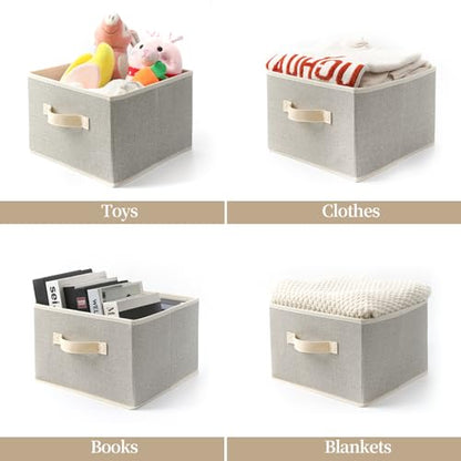 Storage Baskets, 11-Inch Woven Fabric Bins, Storage Cubes with Reinforced Handles, Organizer Bins for Closet Shelves, Foldable, for Toys, Clothes, Natural Beige (3PCS/Beige-11*11*7.8inch)