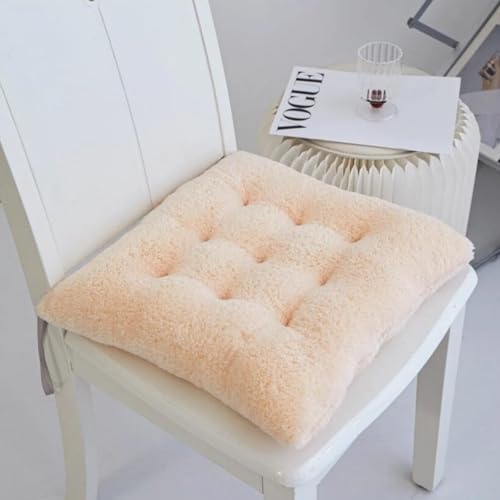Set of 2 Luxury Sherpa Fleece Chair Cushions with Ties Cushion Pillow 15x15x3 Inch Thick Padding & Tufted Design Tufted Chair Pads for Indoor Dining Room and Kitchen Chairs (Yellow,15"x15") - color: Yellow, size: 15x15 Inch (Pack of 2)