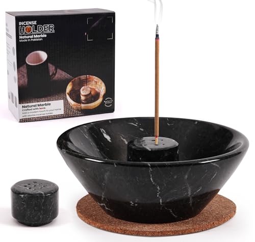 Radicaln Marble Incense Holder 5.5" Inches Black Handmade Incense Stick Holder for Living Room Décor, Ideal Incense Holder Marble Ashtray & Palo Santo Holder for Home Décor - color: Black