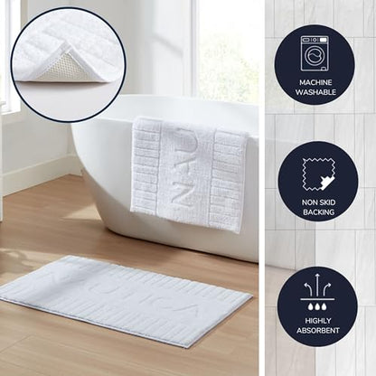 Nautica - Bath Rugs, Soft & Absorbent Plush Bath Mat with Skid Resistant Backing, Oeko-Tex Certified (Nautica Logo White, 2-Piece) - color: Nautica Logo White