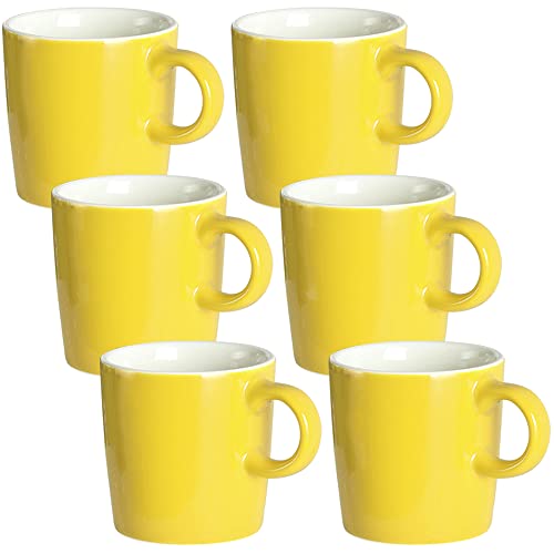 homEdge Mini Porcelain Espresso Cup, 4 Ounces / 120 ml Tiny Ceramic Coffee Mugs Demitasse for Espresso, Tea- Set of 6, Yellow - color: Yellow