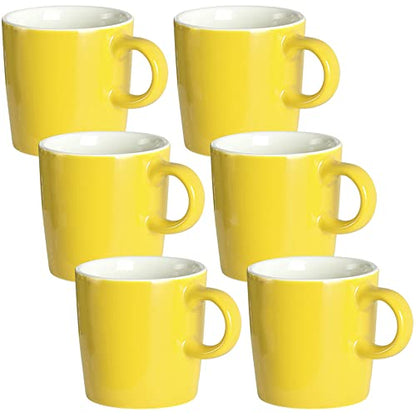 homEdge Mini Porcelain Espresso Cup, 4 Ounces / 120 ml Tiny Ceramic Coffee Mugs Demitasse for Espresso, Tea- Set of 6, Yellow - color: Yellow