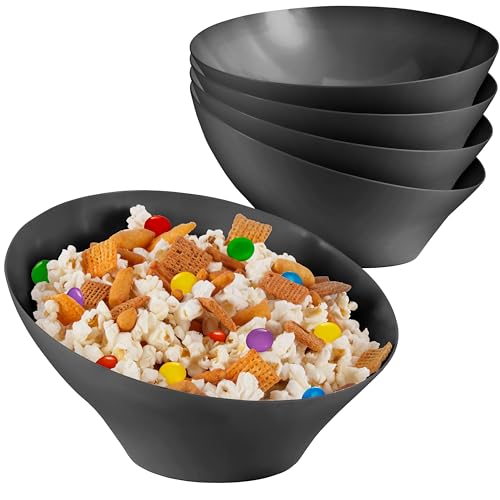 20oz Black Plastic Serving Bowls (4 Pack) Medium Disposable Snack Bowl Candy Dishes, Buffet Containers for Chips, Popcorn, Snacks, Mints, Salad Bar, Parties, Office Desk, Bridal Shower, Party Supplies - color: Black, size: 20 oz