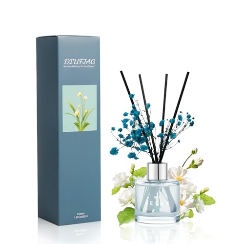 Freesia Reed Diffuser Set, 1.7 oz Scent Diffuser with Dried Flower | for Bathroom Small Place, Last up to 30 Days