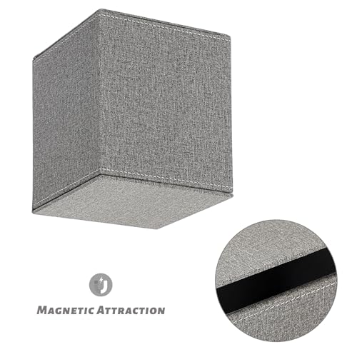 Sumnacon Square Linen Tissue Box Cover - Stylish Cube Tissue Box Holder with Magnetic Bottom, Decorative Tissue Box for Vanity Toilet Dresser Night Stand Table Countertop Home Office Car, Grey | Stylish Cube Tissue Box Covers Decorative Tissue Box for Van