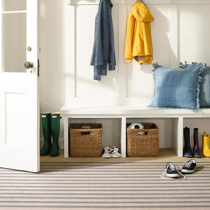 Dash & Albert Nimes Ticking Neutral Striped Washable Rug, 2'x3' | Neutral Machine Washable Rug, , Stripe Pattern - size: 2' x 3' (Rectangular)