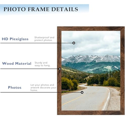 10x13 Picture Frame Deep Brown for Wall Hanging, Wood 10 x 13 Frame Photo Frame for Wall Horizontally or Vertically, Deep Brown, 3 Pack - size: 10x13 inch