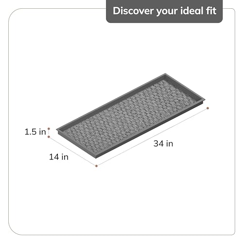 Anji Mountain AMB0BT3F-017 Black Rubber Boot/Shoe Tray with Coir, Fits 3 Pair (34.5" Wide), Cross Embossed Insert - color: Cross Embossed Insert, size: 34" x 14" x 1.5"