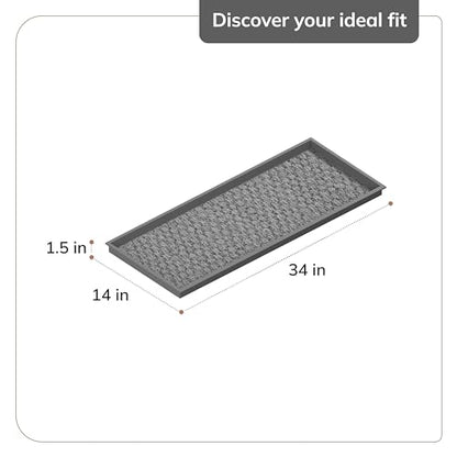 Anji Mountain AMB0BT3F-017 Black Rubber Boot/Shoe Tray with Coir, Fits 3 Pair (34.5" Wide), Cross Embossed Insert - color: Cross Embossed Insert, size: 34" x 14" x 1.5"