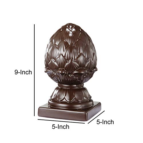 Benjara Ceramic Artichoke Bookends on Square Base, Brown