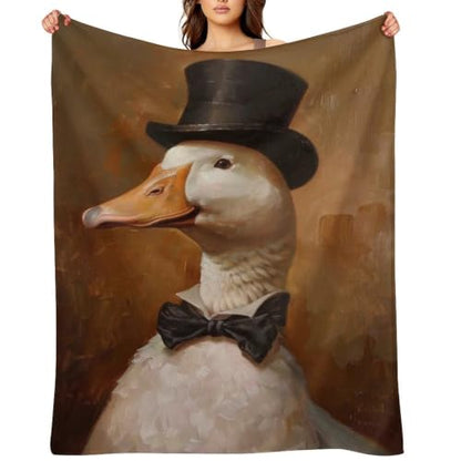 Gentleman Duck 02 Flannel Blankets Fleece Soft Throw Lightweight Plush Gifts for Couch, Bed, Cozy Sofa Plush, Chair, Lovers 60x80in(150x200cm) - color: Style-28, size: 60x80in(150x200cm)
