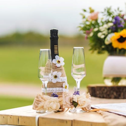 Champagne Flutes: Champagne Glasses Set of 2 for Wedding Toasts | Clear hand-blown glass pair for prosecco, weddings, anniversaries, birthdays, home bars and parties; gift-ready packaging