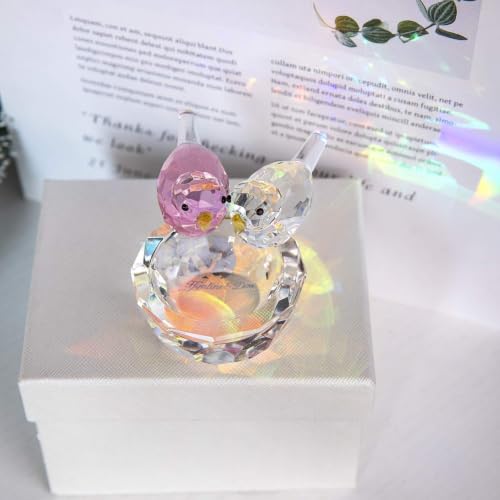 3.3'' Crystal Bird Figurine Collectible Art Glass Animal Gifts for Women | K9 Crystal,Bird Decor For Home,Glass Paperweight,Christmas Anniversary Wedding Party Decoration,Jewelry Organizer,Ring Holder - style: Double Birds