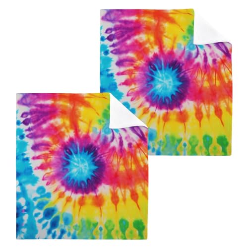 Cotton Washcloths Set of 6 Tie Dye Rainbow, Soft Absorbent Quick Dry Towels, Multi-Purpose Fingertip Towels for Bathroom Hotel Travel 12×12 in - size: onesize×6