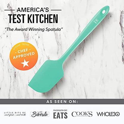 DI ORO Silicone Spatula Set - 600F Heat Resistant, 3-Pc Mint | Rubber scraper won't scratch nonstick pans; For baking, cooking, mixing, and frosting; BPA-free and dishwasher safe - color: Mint