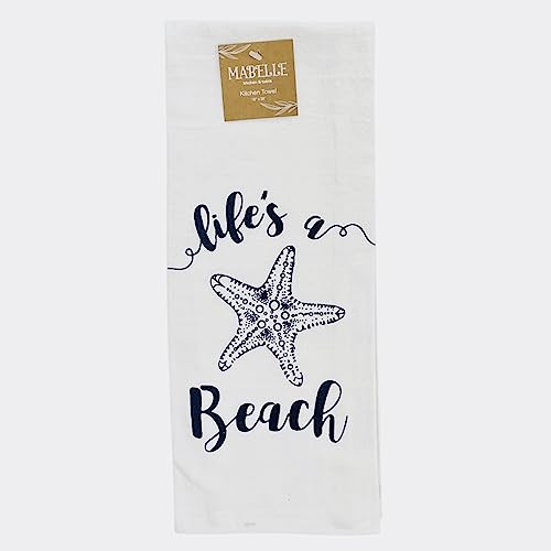 Summer Kitchen Dish Towel Set: 1 Life's a Beach, 1 Let The Sea Set You Free, 1 Relax Your're on Beach Time, Set of 3 - color: Beach Mermaid