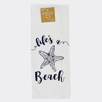 Summer Kitchen Dish Towel Set: 1 Life's a Beach, 1 Let The Sea Set You Free, 1 Relax Your're on Beach Time, Set of 3 - color: Beach Mermaid