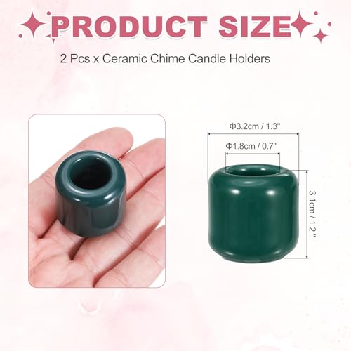 uxcell 2 Pcs Ceramic Chime Candle Holders, Small Ceramic Candle Holders for Birthday Parties Dinners Weddings Table Centerpiece Gatherings Anniversaries Occasions, Dark Green - color: Dark Green