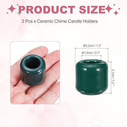uxcell 2 Pcs Ceramic Chime Candle Holders, Small Ceramic Candle Holders for Birthday Parties Dinners Weddings Table Centerpiece Gatherings Anniversaries Occasions, Dark Green - color: Dark Green