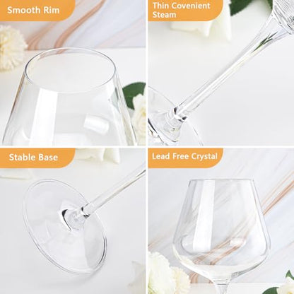 Crystal Red Wine Glasses Set of 4 – 16 oz Elegant Long Stem Wine Glasses in Gift Box, Premium Glassware for Wedding, Anniversary, Birthday Gifts - style: Classic