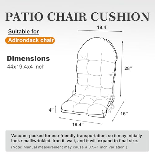Adirondack Chair Cushion, Rocking Chair Cushion 44x19.4x4 inch, High Back Patio Cushions of Upper and Lower with Ties, Sunscreen and Fade-Resistant (Red, 2) - color: Red