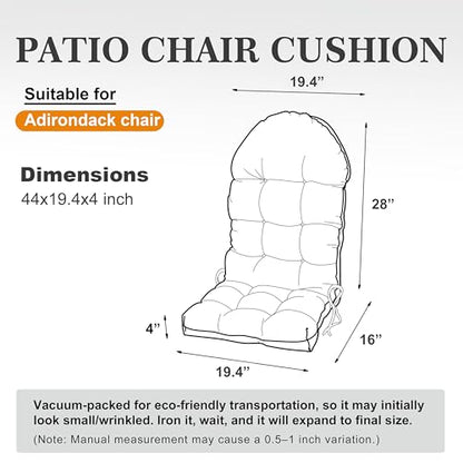 Adirondack Chair Cushion, Rocking Chair Cushion 44x19.4x4 inch, High Back Patio Cushions of Upper and Lower with Ties, Sunscreen and Fade-Resistant (Beaujolais, 2) - color: Beaujolais