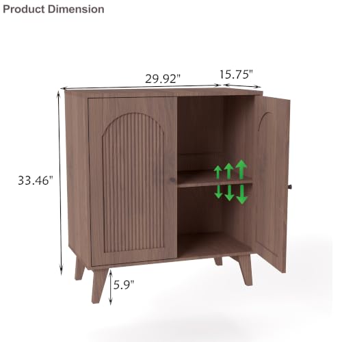 Sideboard Buffet Cabinet with Storage,Accent Cabinet,Coffee Bar Cabinet | Farmhouse Storage Sabinet with Adjustable Shelf & Solid Wood Legs for Living Room, Kitchen, Entryway, Walnut - color: Walnut