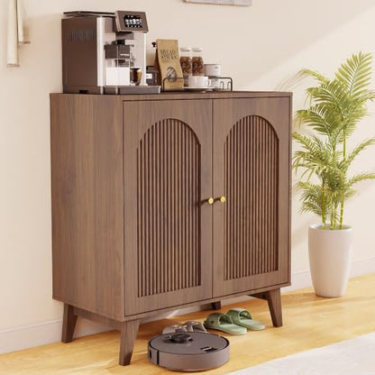 Sideboard Buffet Cabinet with Storage,Accent Cabinet,Coffee Bar Cabinet | Farmhouse Storage Sabinet with Adjustable Shelf & Solid Wood Legs for Living Room, Kitchen, Entryway, Walnut - color: Walnut