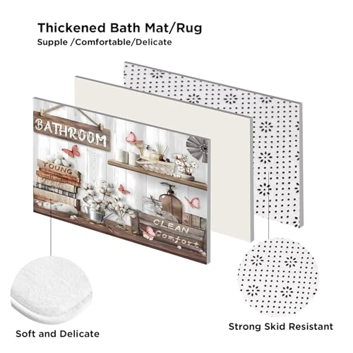 DDQQ 4Pcs Shower Curtain Sets, Farmhouse Style Bathroom Curtains Shower Set, Cupboard Bathroom Decor Sets, Shower Curtain with Rugs, Toilet Lid Cover, Bath Mat and 12 Hooks, 71 x 71 in - color: Cream
