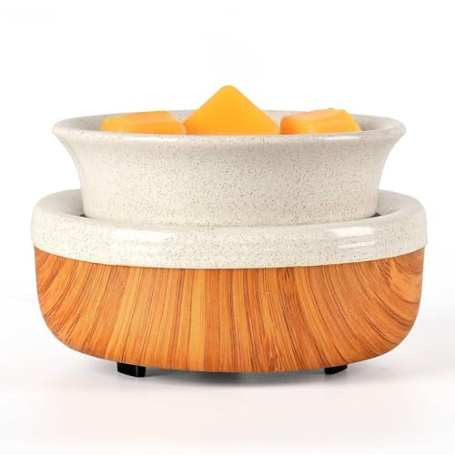 Electric Wax Warmer with Ceramic Dish, Wood Grain Base, (Wood Grain)