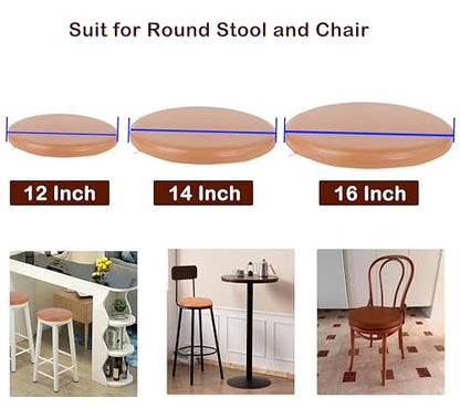Sigmat PU Leather Round Chair Cushion Memory Foam Waterproof Round Stool Cushion for Kitchen Stool, Living Room Chiar, Office Chair, Car or Floor Pillow(14 Inch, Grey) | Waterproof, Non-slip, Machine Washable, Memory Foam,For Wooden/Metal/Plastic/Leather