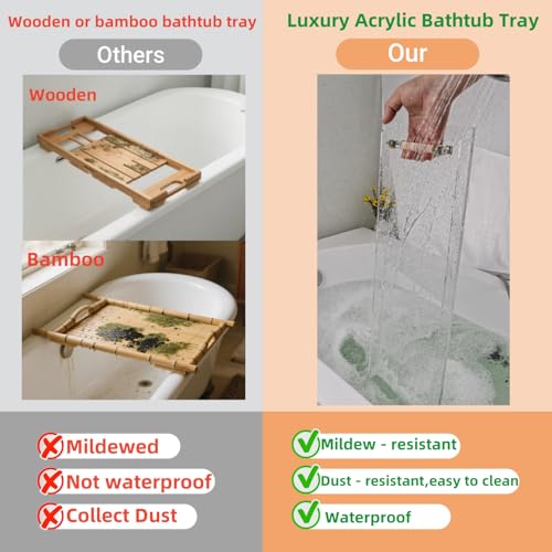 31" Silver Handles Luxury Bathtub Tray Caddy for Bath tub Table Tray with Silver Handles for Bathroom Bath Accessories Storage Organizer tub Tray - style: 31" Tray With Silver Handles