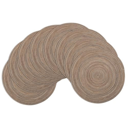 Winknowl Round Braided Placemats Set of 8 Washable Woven Heat Resistant Table Mats for Kitchen Dining Tables 15 inch Round Place Mats (Brown,8) - color: Brown, size: 8pcs