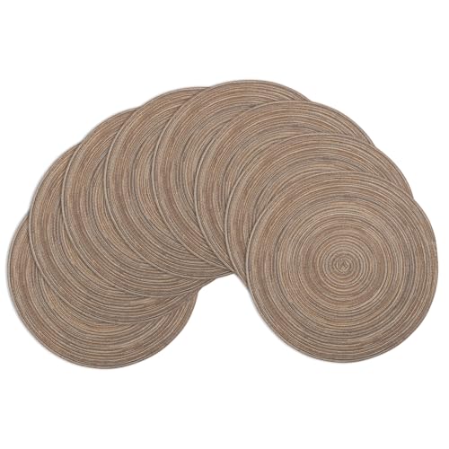 Winknowl Round Braided Placemats Set of 8 Washable Woven Heat Resistant Table Mats for Kitchen Dining Tables 15 inch Round Place Mats (Brown,8) - color: Brown, size: 8pcs