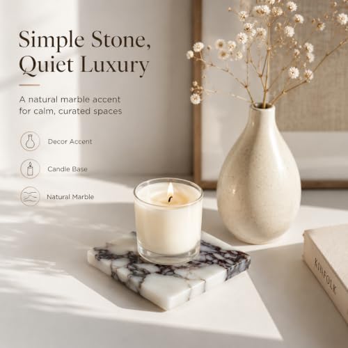 Calacatta Viola Marble Trinket Tray, 4-Inch Square Stone Coaster | Natural marble for rings, earrings, keys, candles and perfume; compact 4-inch square, flat rimless tray, one piece included. - color: Slap 10x10cm