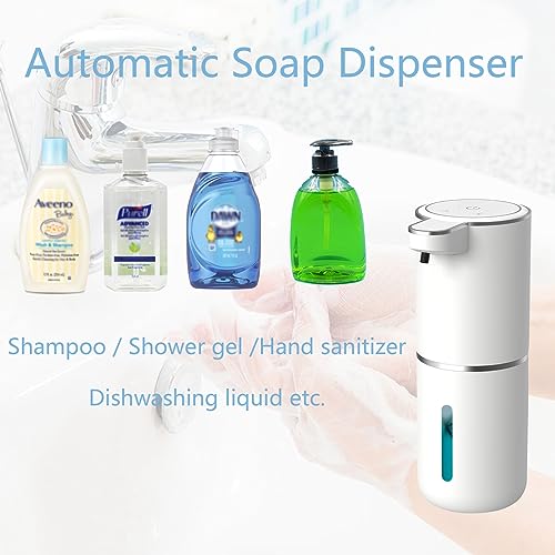 Automatic Liquid Soap Dispenser,Touchless Hand Soap Dispenser 13.5oz/400ml USB Rechargeabled Dispenser Electric,Wall Mounted 4 Levels Adjustable Soap Dispenser Pump for Bathroom Kitchen Dish Soap - color: White, style: Gel